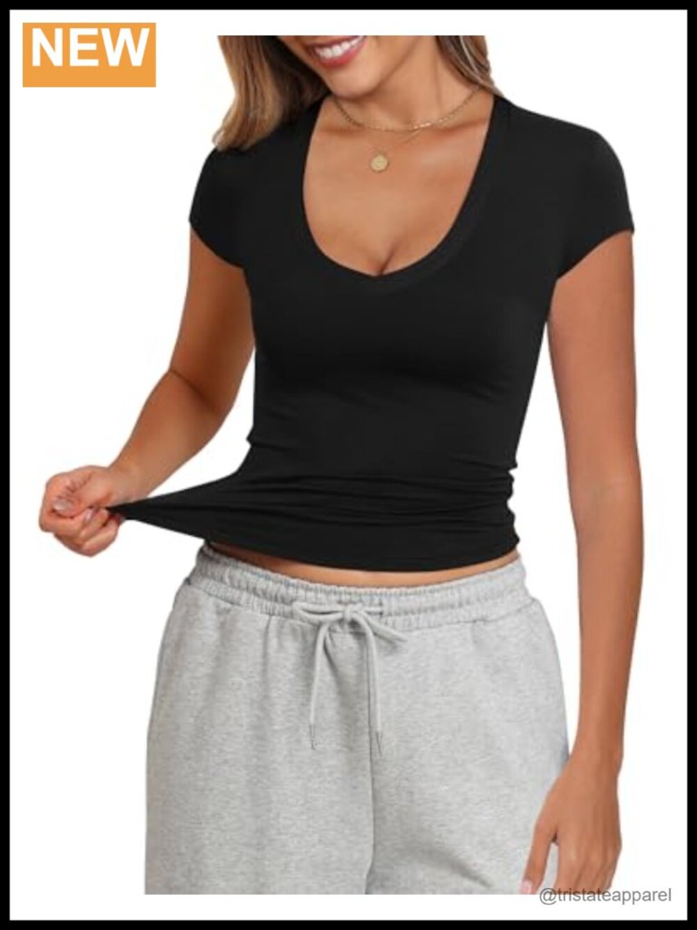 Women's V Neck Fitted T Shirt Short Sleeve Stretchy Basic Casual Summer Top